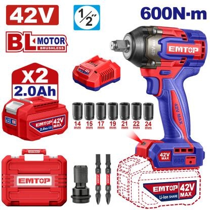 درل بكسات شحن  42V 600N   2 بطاريه ECIWL42602     2AH   ("1/2)    Brushless Motor  