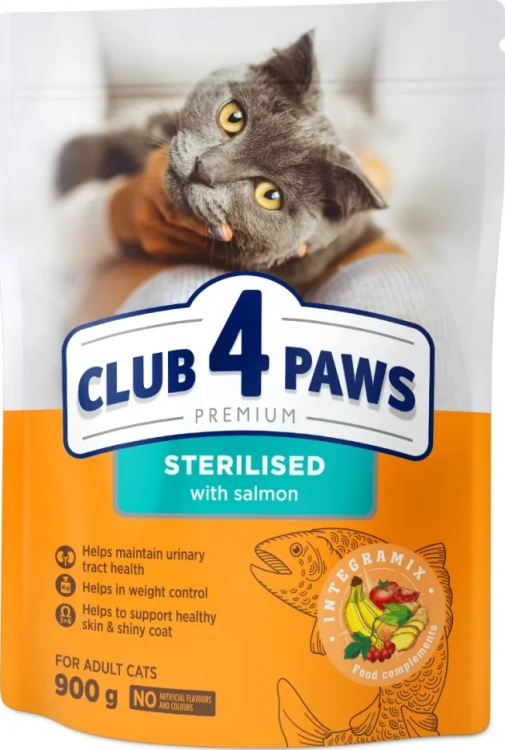 Club 4 Paws Premium Sterilized Salmon Cat Food 900g