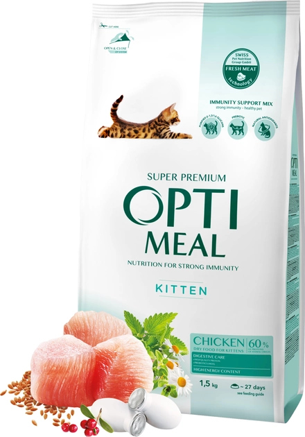 Complete dry food for kittens Optimeal chicken 1.5 kg