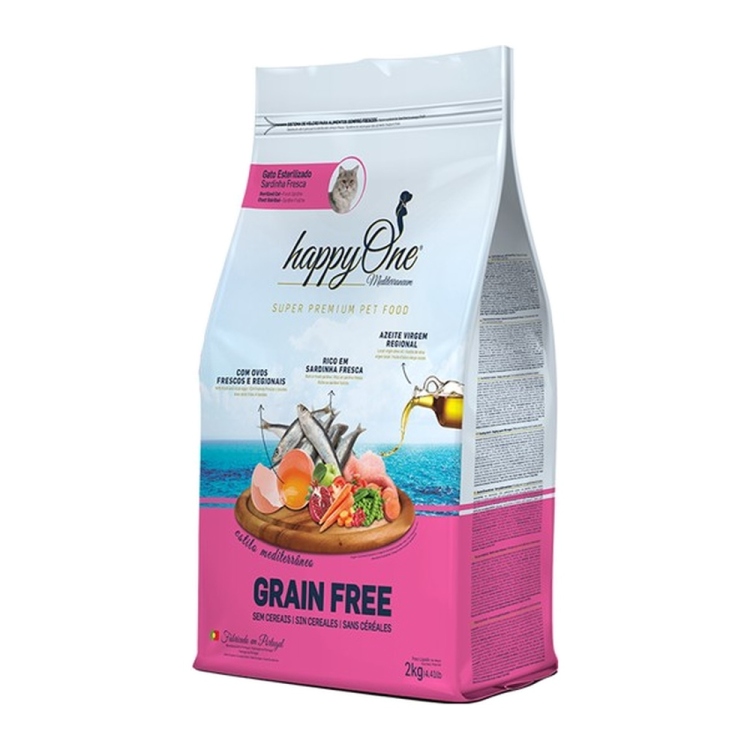 happyOne Mediterraneum Sterilised Cat Fresh Sardine Grain Free 2Kg | PETMAXI FOOD FOR DOGS AND CATS | Cat Food