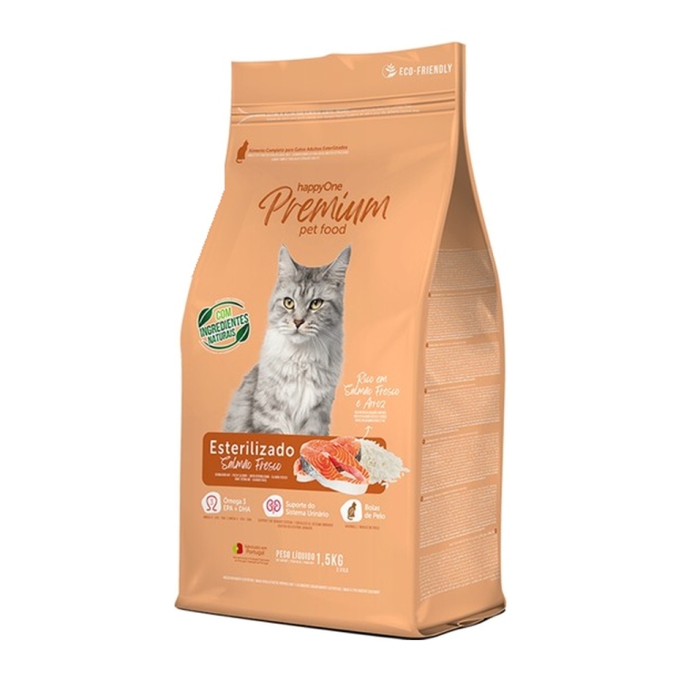 happyOne Premium Sterilised Cat Fresh Salmon & Rice 1.5Kg | PETMAXI FOOD FOR DOGS AND CATS | Cat Food