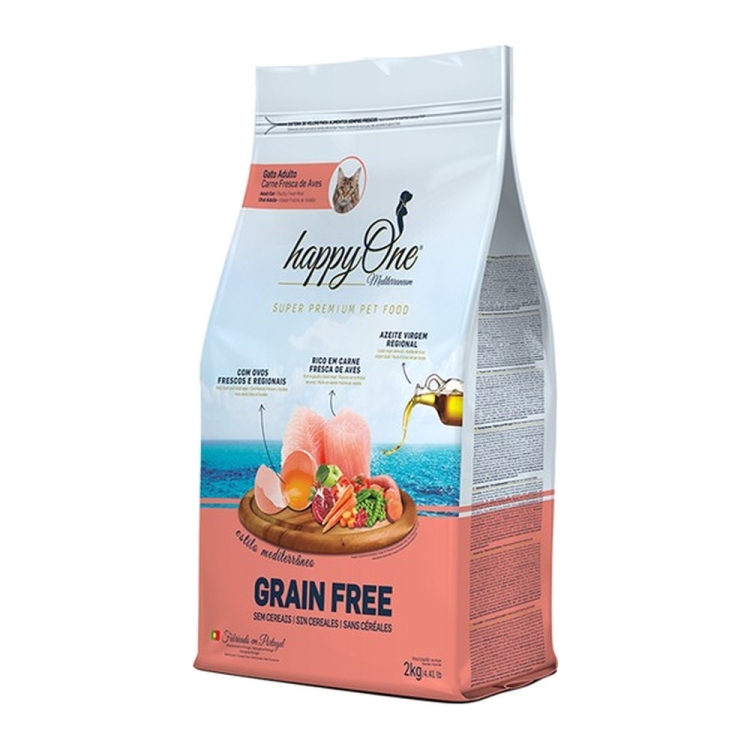 happyOne Mediterraneum Adult Cat Fresh Poultry Meat Grain Free 2Kg | PETMAXI FOOD FOR DOGS AND CATS | Cat Food