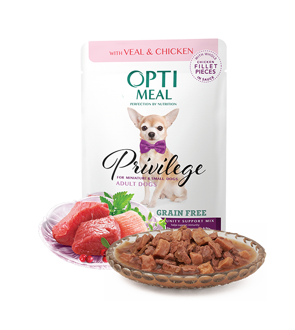 Opti meal adult Of Miniature & Small Breeds Veal & Chicken Fillet In Sauce 85gm