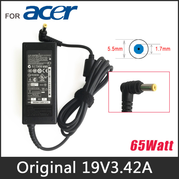 شاحن لابتوب 5.5*1.7 19V3.42A اصلي acer
