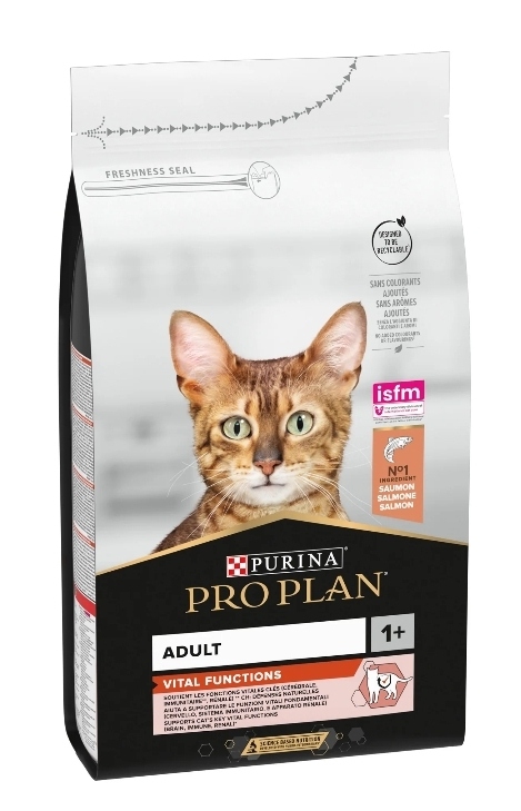 : طعام جاف للقطط البالغة (1+ سنة) من Purina Pro Plan، بنكهة السلمون (N°1 Ingredient Salmon).