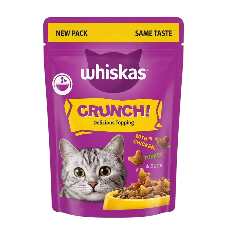 Whiskas Crunch! Delicious Topping With Chicken, Turkey & Duck 100g | Cat Treats | Cat Food