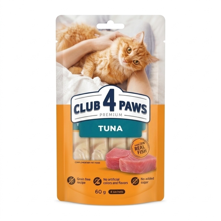 Club 4 Paws Premium Creamy Lickable Cat Treat With Tuna 60g (4 Sachets) | Cat Treats | Cat Food