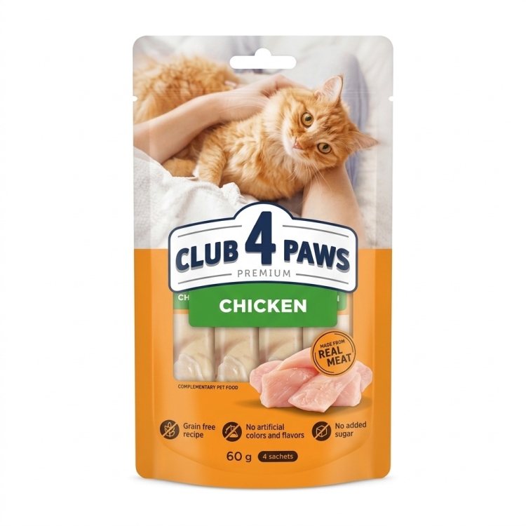 Club 4 Paws Premium Creamy Lickable Cat Treat With Chicken 60g (4 Sachets) | Cat Treats | Cat Food