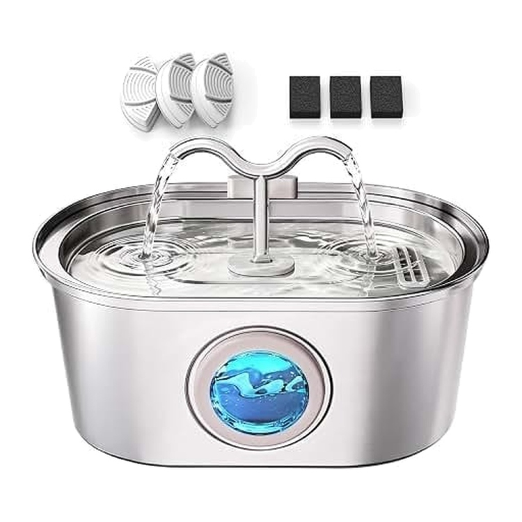Stainless Steel Pet Water Fountain 3.2L Dual Faucet with LED Window | Cat Accessories | Dog Accessorise Stainless Steel Pet Water Fountain 3.2L Dual Faucet with LED Window | Cat Accessories | Dog Accessorise