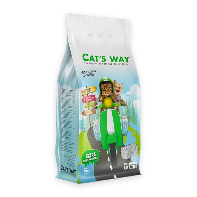Cat's Way White Bentonite Clumping Cat Litter Aloe Vera Scented 5L | Cat litter and litter box