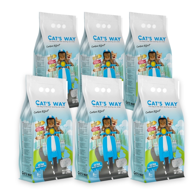Cat's Way White Bentonite Cat Litter 30L Mega Offer (6 × 5L Bags) | Cat litter and litter box | Deal of day Cat's Way White Bentonite Cat Litter 30L Mega Offer (6 × 5L Bags) | Cat litter and litter box | Deal of day