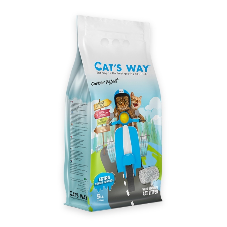 Cat's Way White Bentonite Clumping Cat Litter Carbon Effect 5L (4.25Kg) | Cat litter and litter box