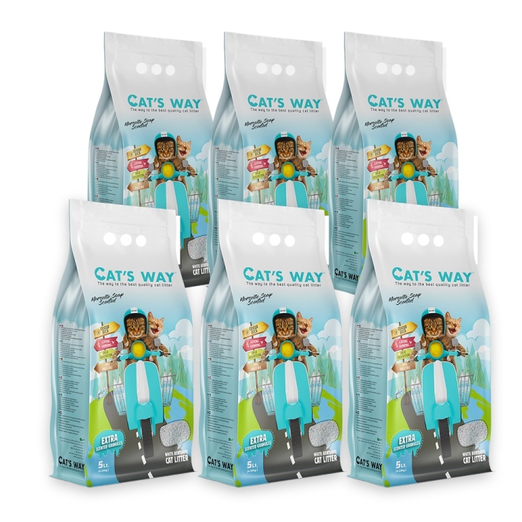 Cat's Way White Bentonite Cat Litter 30L Mega Offer (6 × 5L Bags) | Cat litter and litter box | Deal of day Cat's Way White Bentonite Cat Litter 30L Mega Offer (6 × 5L Bags) | Cat litter and litter box | Deal of day
