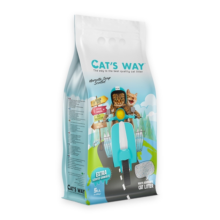 Cat's Way White Bentonite Clumping Cat Litter Marseille Soap Scented 5L (4.25Kg) | Cat litter and litter box