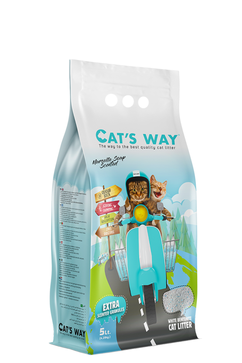 Cat's Way White Bentonite Clumping Cat Litter Aloe Vera Scented 5L | Cat litter and litter box Cat's Way White Bentonite Clumping Cat Litter Aloe Vera Scented 5L | Cat litter and litter box