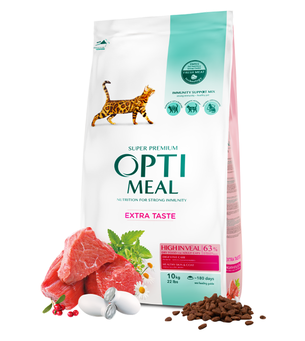 Opti meal Dry For Adult Cats High In Veal 10.5kg