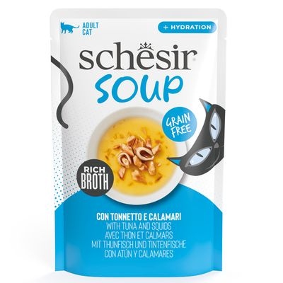 Schesir Soup Wet Cat Tuna squid in Soup Pouch 40g 