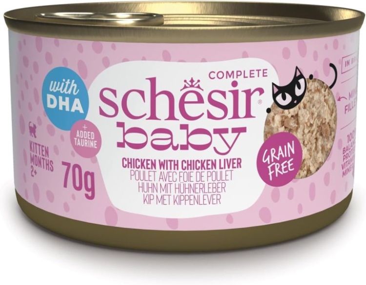 Schesir Baby Kitten Wholefood Chicken With Chicken Liver in broth 70g in can
