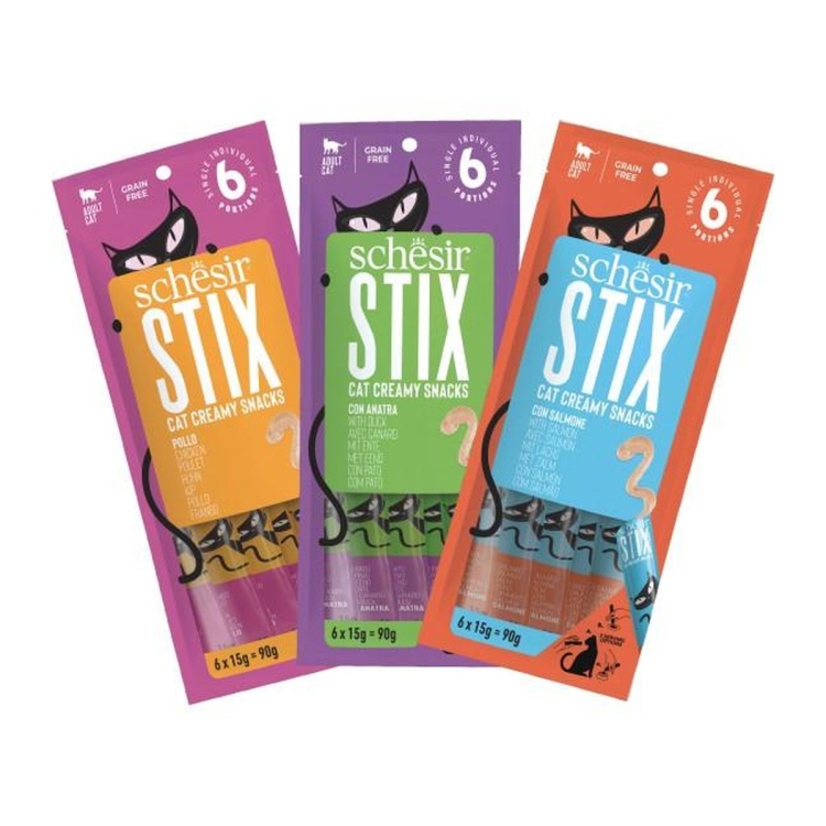 SCHESIR STIX CAT POUCH TREATS  6X15G