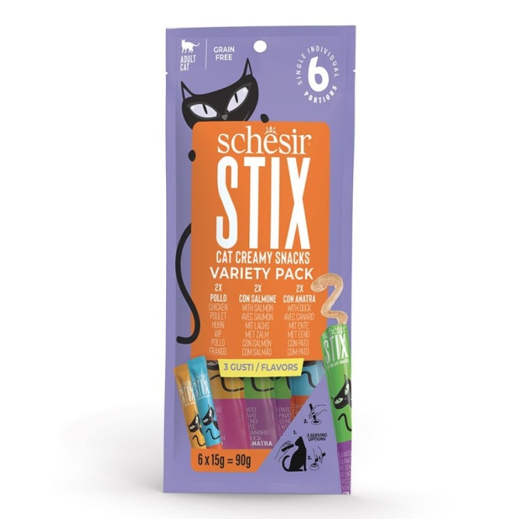 SCHESIR STIX CAT POUCH TREATS  6X15G