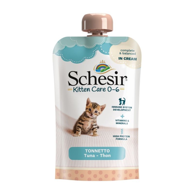 SCHESIR KITTEN POUCH CREAM 0-6( CHICKEN,TUNA)  150G