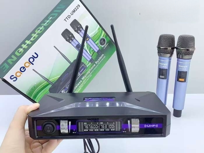 مايكروفون لاسلكي مزدوج نظام شحن ريسيفر على كهرباء مباشر 