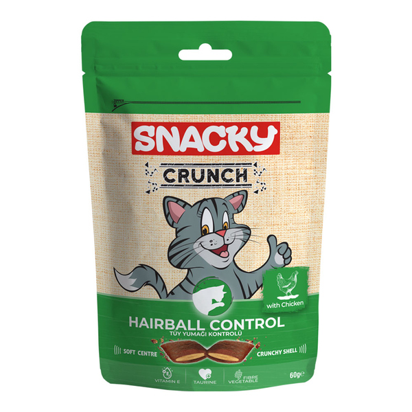 Snacky cat crunch مكافئات دجاج لكرات الشعر عدد 10باكيتات
