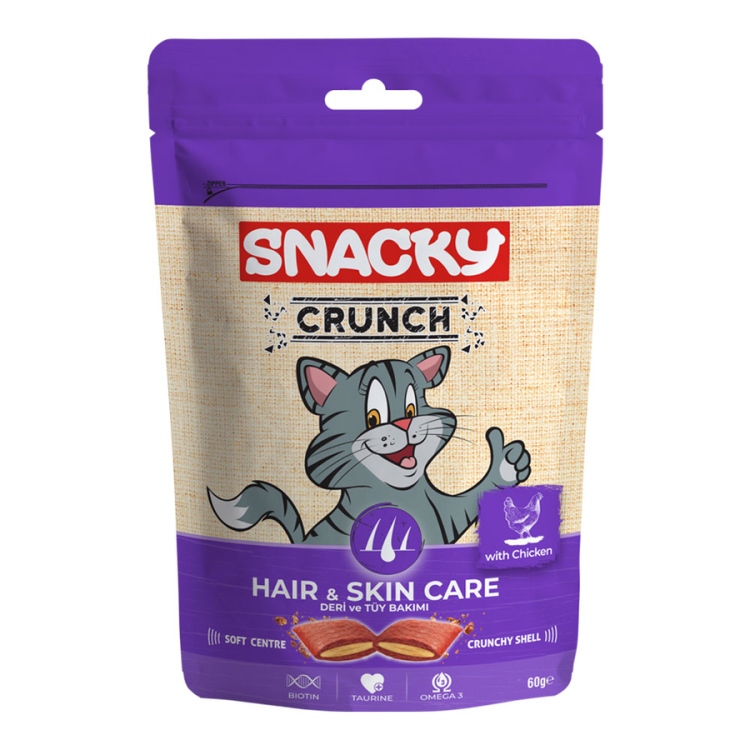 Snacky cat crunch مكافئات  للمحافظة على الشعر عدد 10باكيتات
