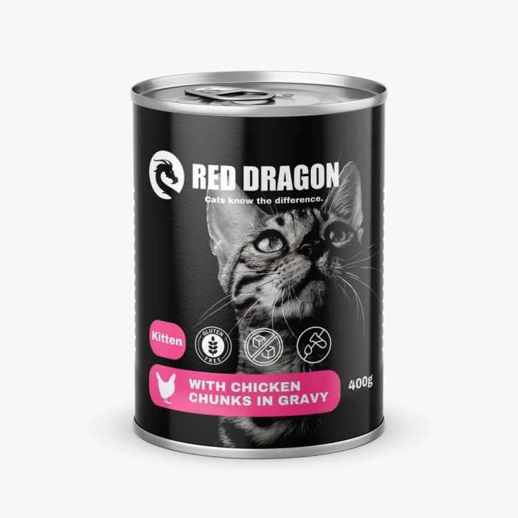 Red dragon wet food kitten chicken عدد 24 عليه