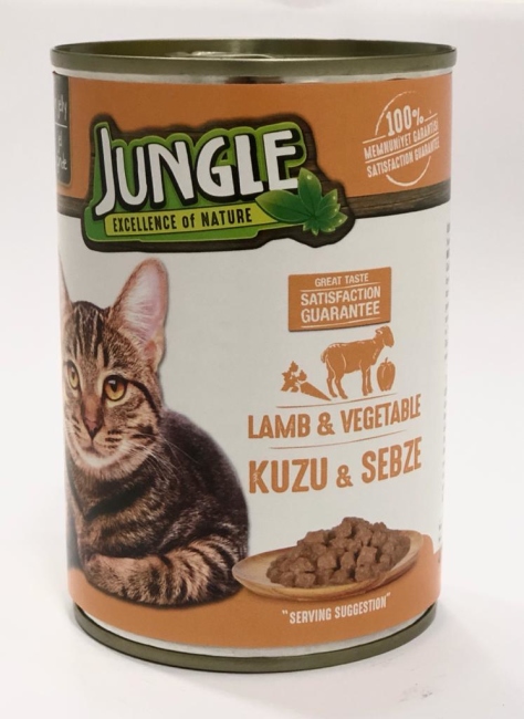 jungle wet food cat 400g lamb & vegetable الصندوق يحتوي على 24علب