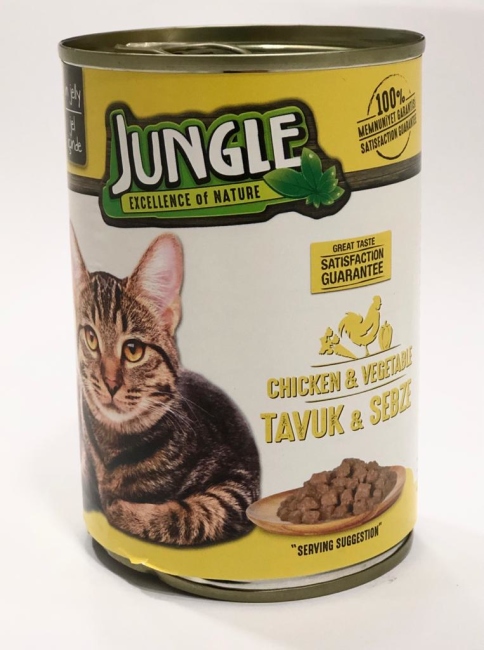 jungle wet food cat 400g chicken   الصندوق يحتوي على 24 علبة