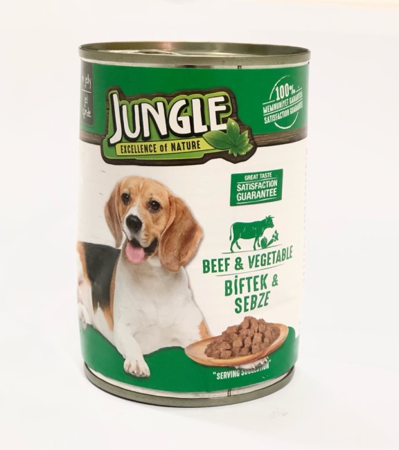 jungle wet food dog 415g beef & vegetable  سعر الحبة 0.625 الصندوق يحتوي على 24 حبة