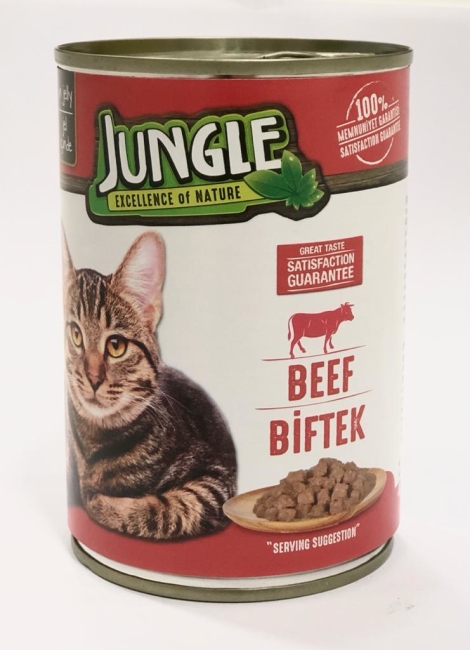 jungle wet food cat 400g beef    الصندوق يحتوي على 24 حبة