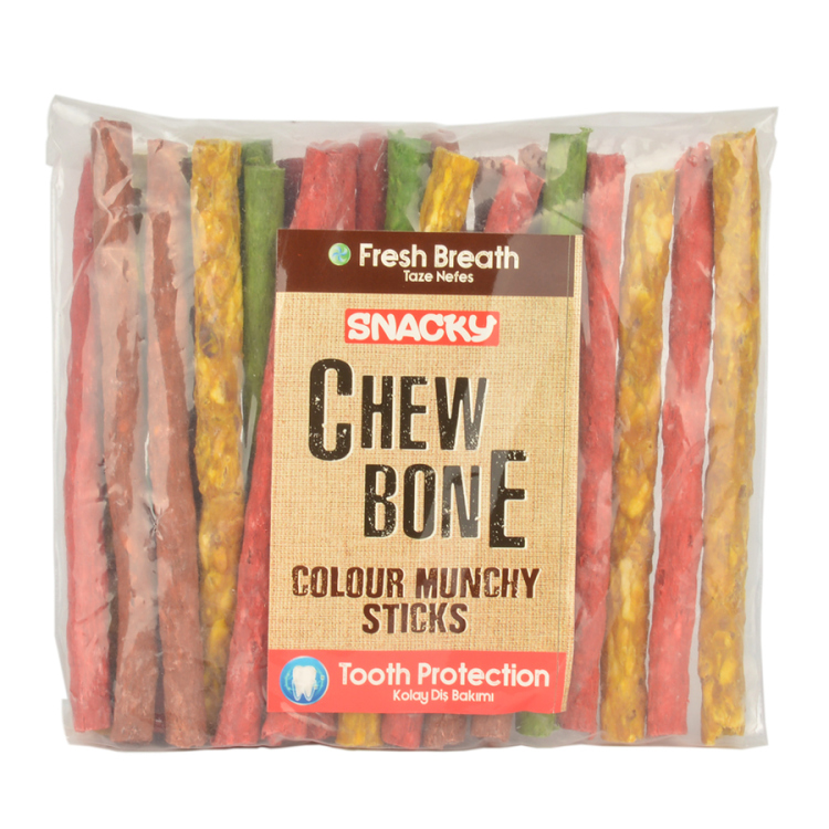 Pikm-001 Snacky Natural Chewing Bone يحنوي الكيس على 25 اصبع سعر 3.5 للكيس العدد بالكرتونه 6 باكيتات