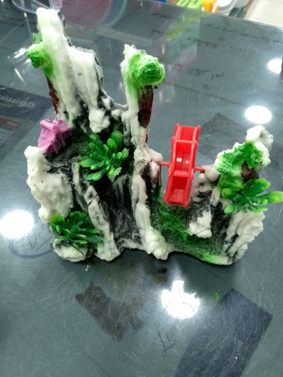 ديكور حوض سمك شلال مع عجلة مائية