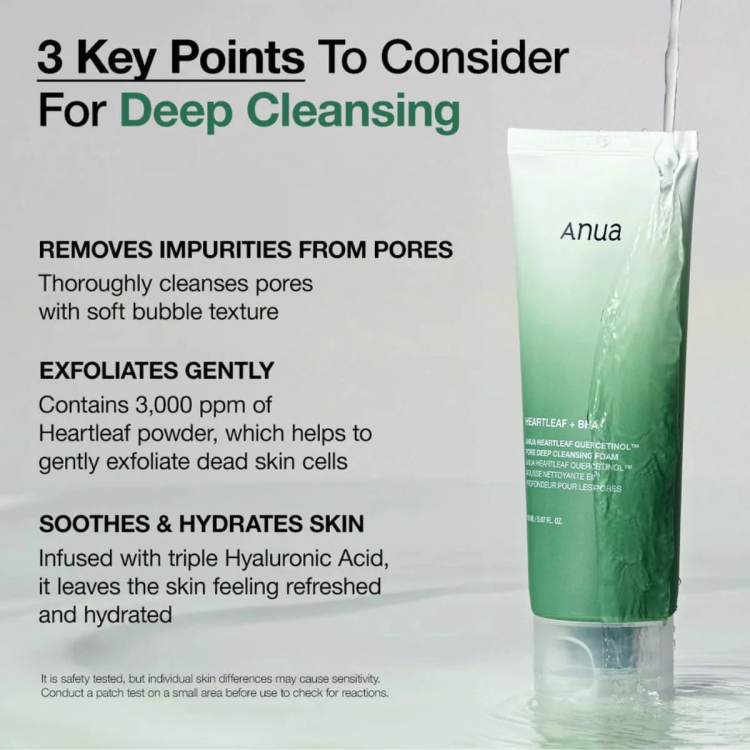 Anua - Heartleaf Quercetinol Pore Deep Cleansing Foamغسول نبتة القلب الرغوي -