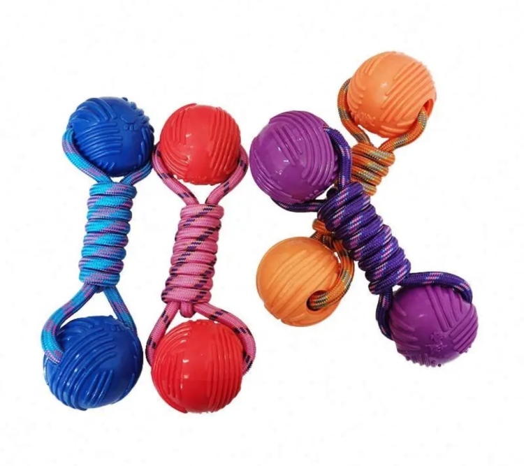 لعبة مضغ للكلاب بالحبل والكرة