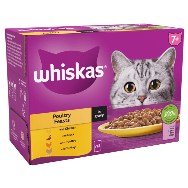 Whiskas أكياس طعام القطط البالغة الرطبة دجاج في المرق