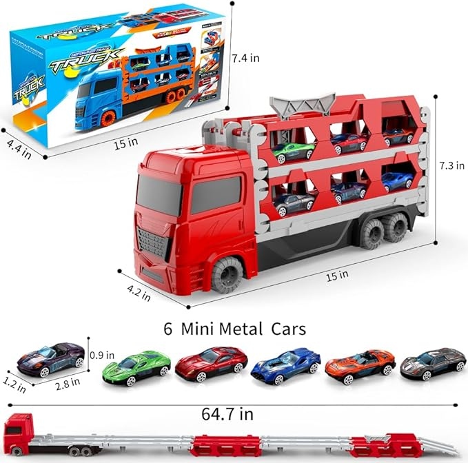 شاحنات قابلة للطي مع سيارات صغيرة.