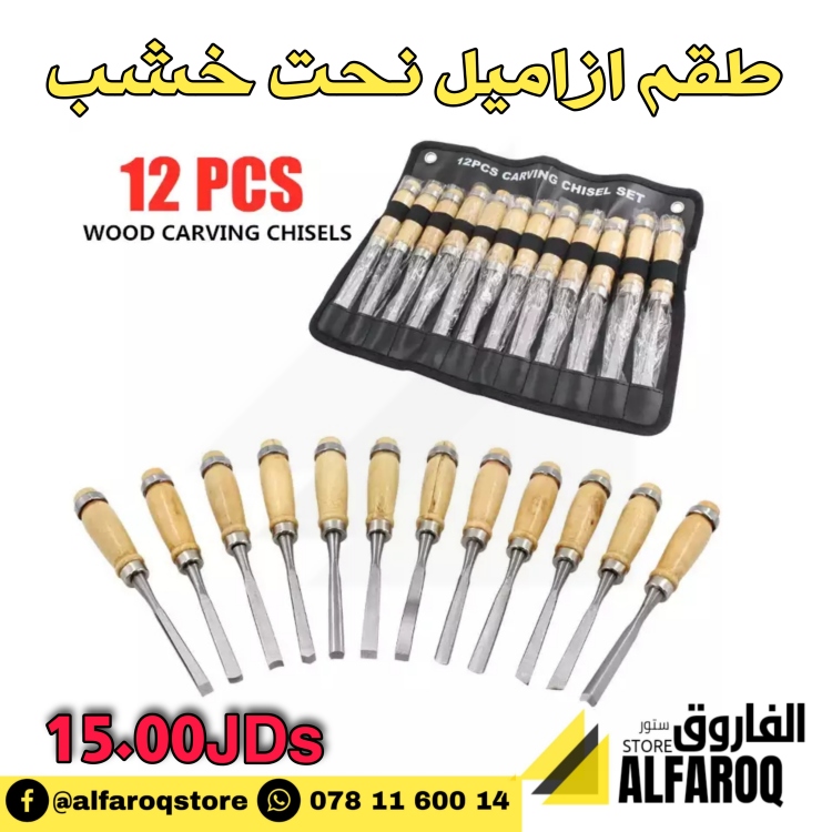 طقم ازاميل نحت خشب 12 قطعة