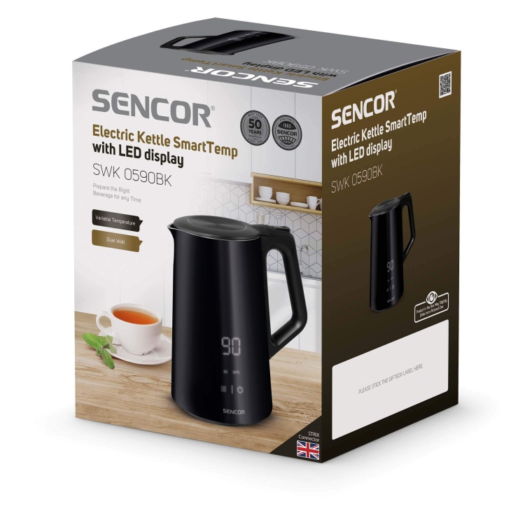 غلاية كهربائية ذكية Sencor SWK 0590BK مع شاشة LED