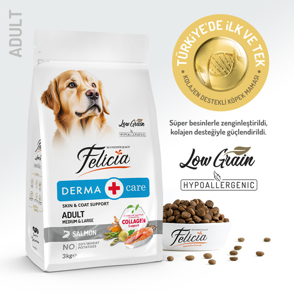 felicia dog collagen 3kg  adult derma salmon