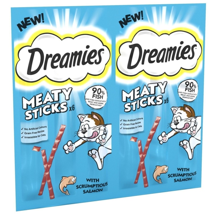 Dreamies Meaty Sticks Adult Cat Treats with Scrumptious Salmon