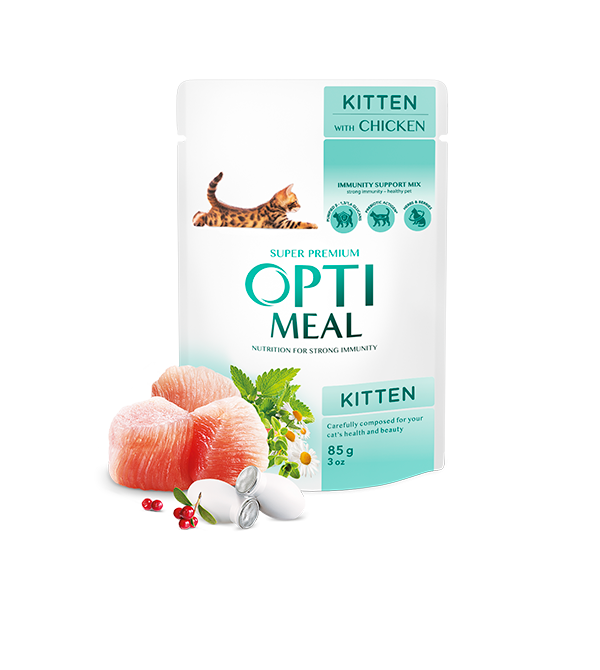 اوبتيميل طعام رطب للقطط الصغيرة بنكهة الدجاج