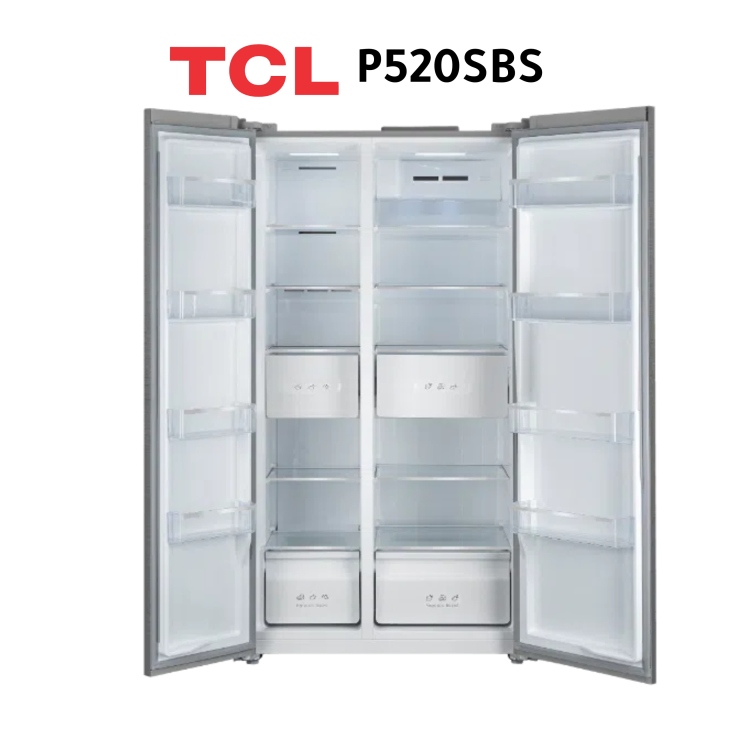 ثلاجة TCL بابين جنبًا إلى جنب - 520 لتر