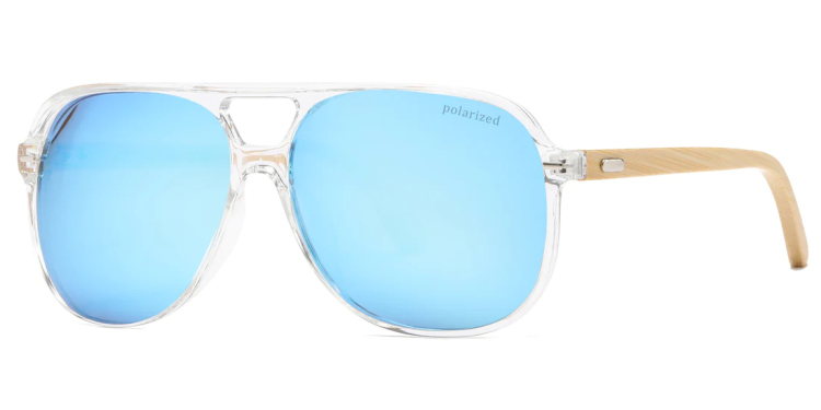 EyeframesInt-DY-PL118031, Bamboo Polarized Flat Top Sunglasses, Assorted Colors