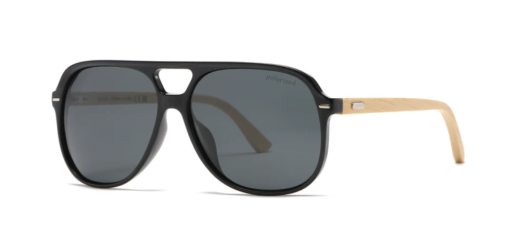 EyeframesInt-DY-PL118031, Bamboo Polarized Flat Top Sunglasses, Assorted Colors