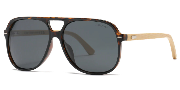 EyeframesInt-DY-PL118031, Bamboo Polarized Flat Top Sunglasses, Assorted Colors