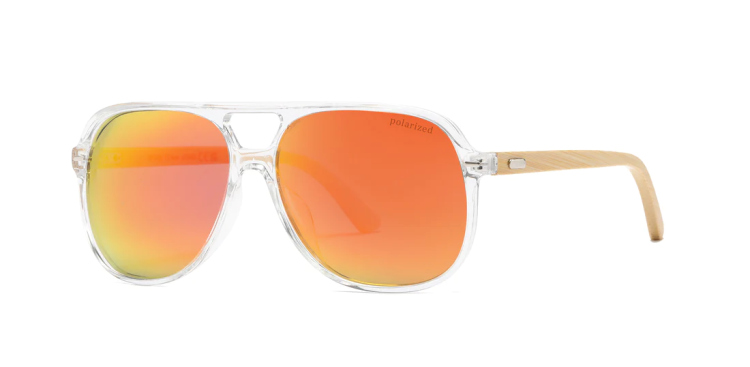 EyeframesInt-DY-PL118031, Bamboo Polarized Flat Top Sunglasses, Assorted Colors