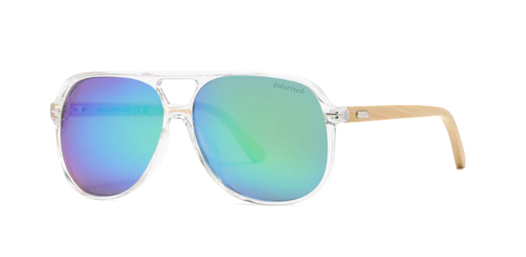 EyeframesInt-DY-PL118031, Bamboo Polarized Flat Top Sunglasses, Assorted Colors